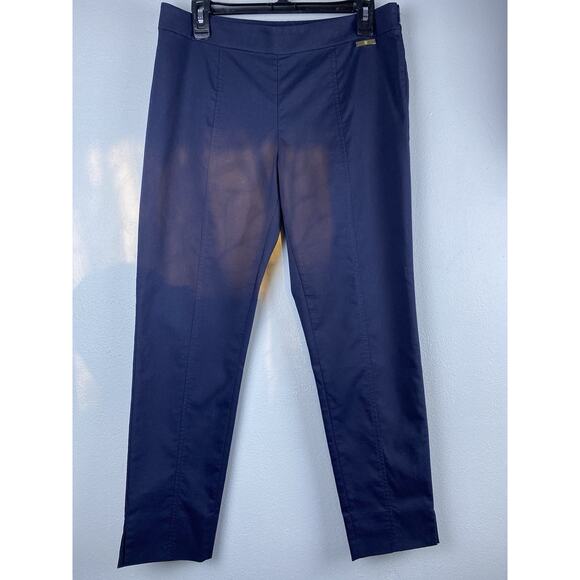 Tory Burch Sz 6 Skinny Callie Navy Blue Pockets Front Seam Ankle Crop Pants - Picture 2 of 10